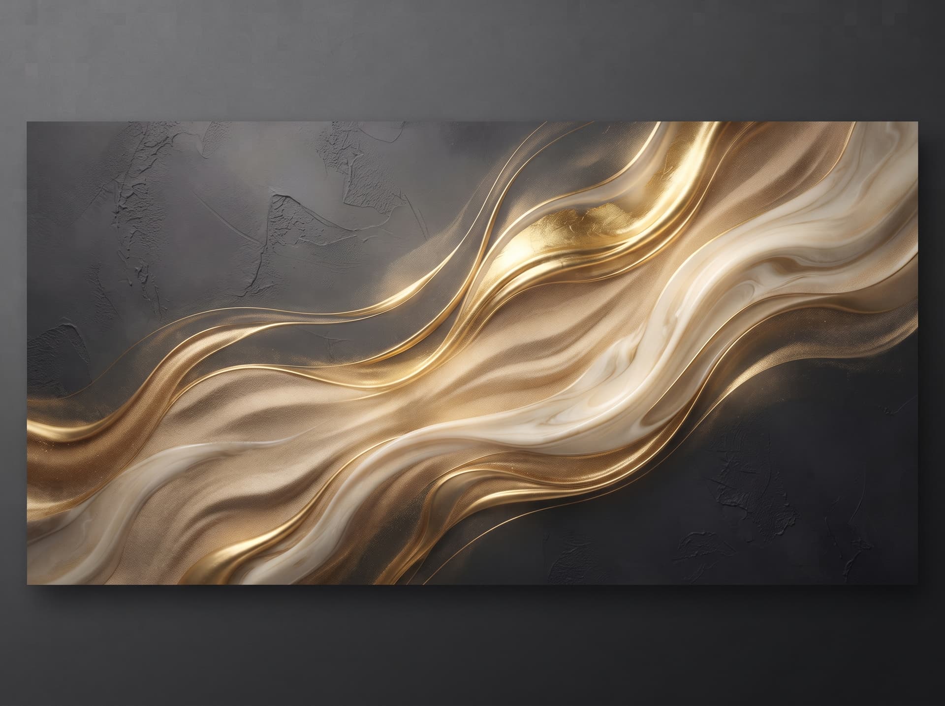 Black marble lit from one side, veined with pale gold