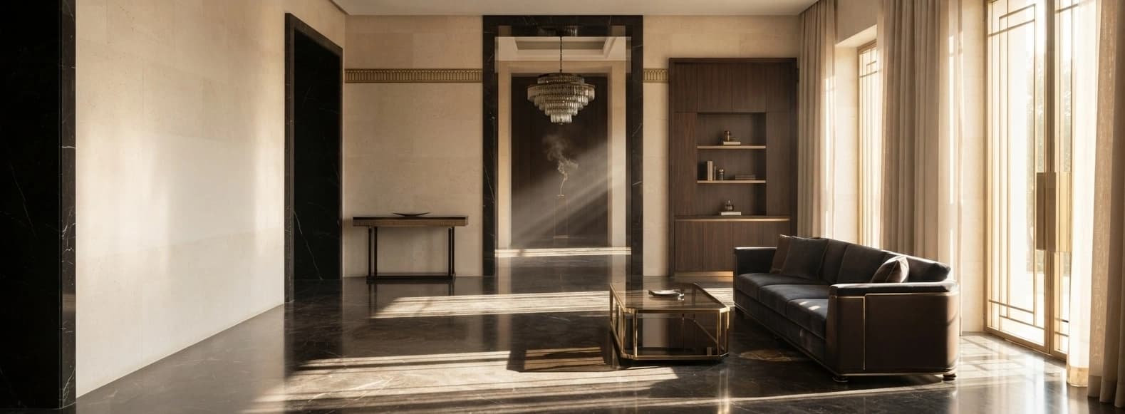 A dim interior lit by a single flame, smoke rising slowly