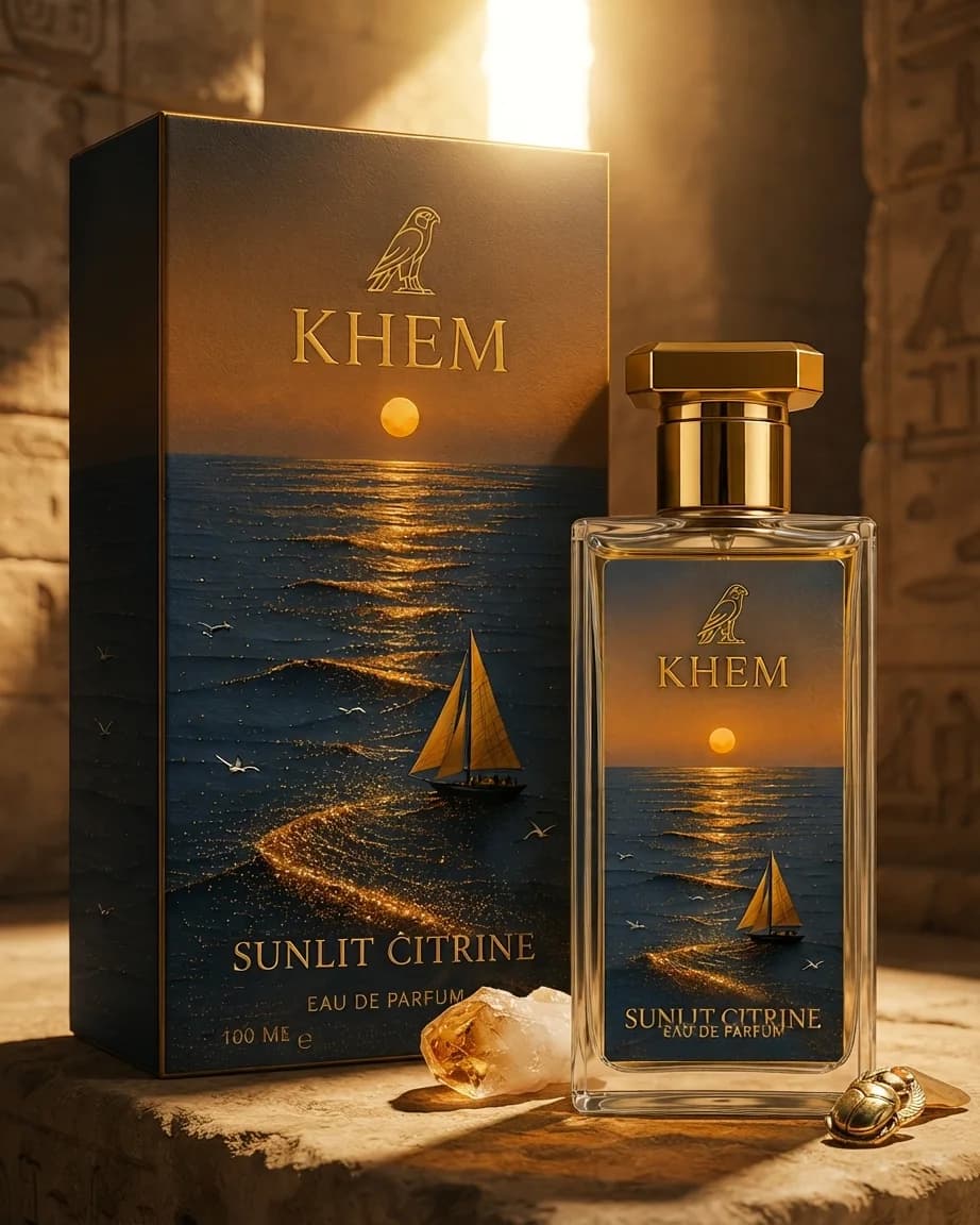 Sunlit Citrine held against a low golden horizon