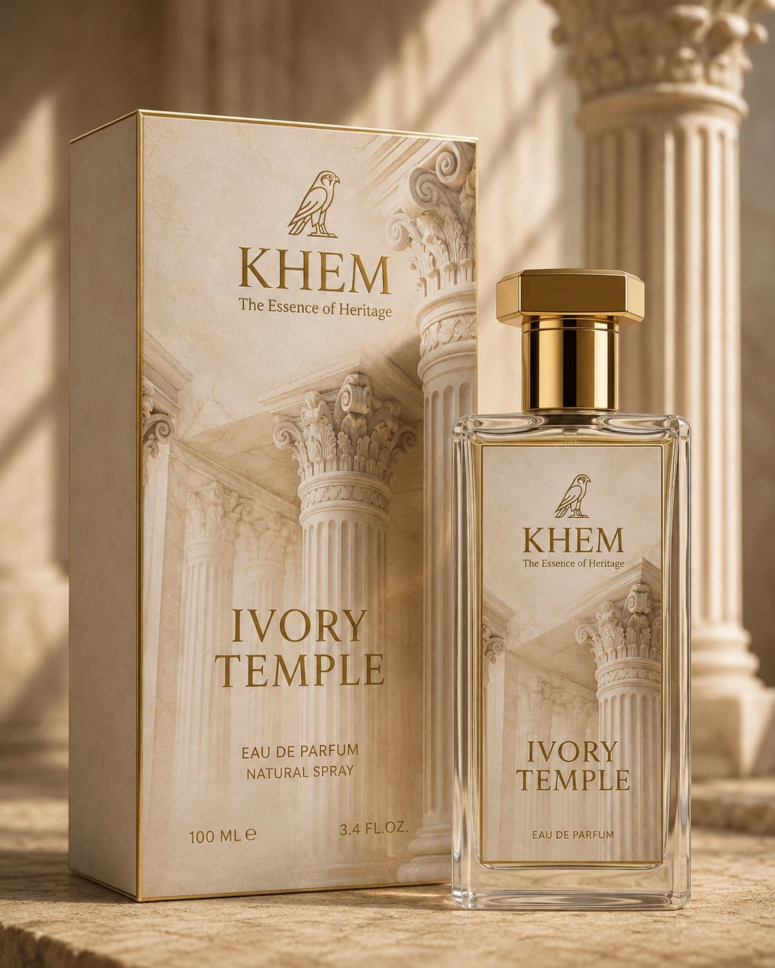 Ivory Temple photographed against a warm ochre backdrop