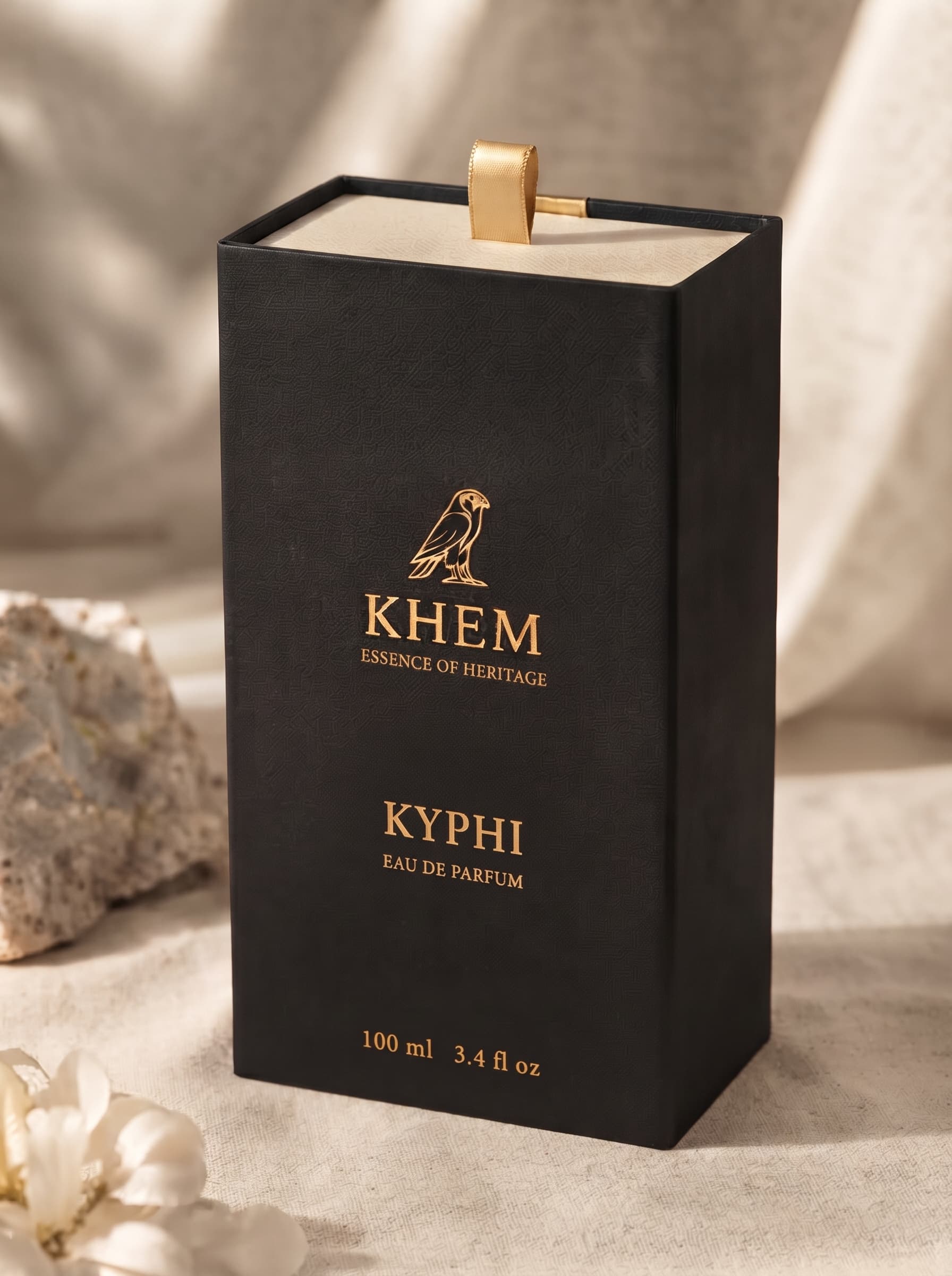 The Kyphi flacon beside burning resin