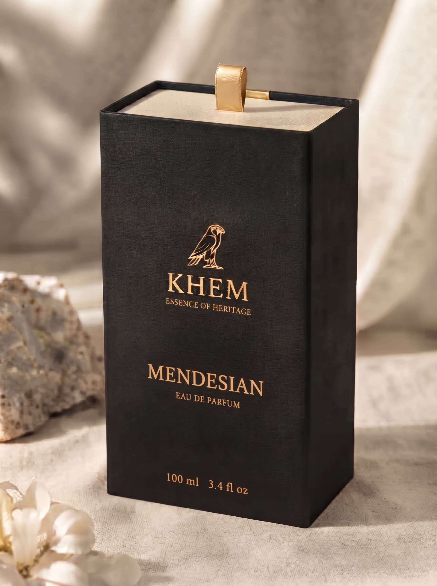 Mendesian resting on wet stone under flat daylight